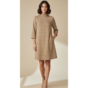 Tyler Boe Millie Animal Print Jacquard Dress in Tan Sz. Medium